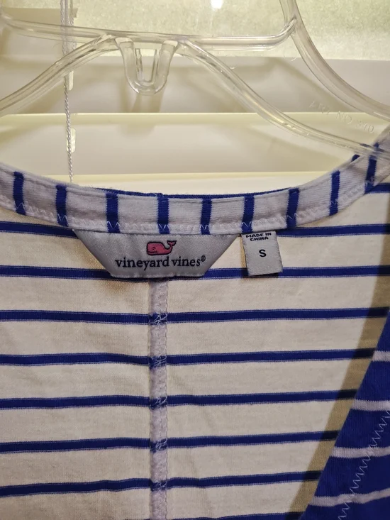 Vineyard Vines Blue and White Striped V-Neck T-Shirt Dress - Picture 2 of 5